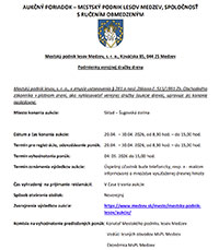 Verejná dražba dreva - Mestský podnik lesov Medzev